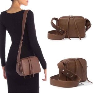 AllSaints Vincent Brown Leather Crossbody Bag